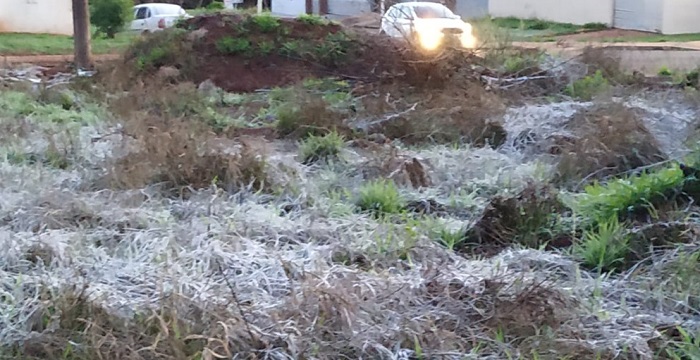 Ponta Porã amanhece coberta de gelo e sensação térmica abaixo de zero Ponta Porã amanhece coberta de gelo e sensação térmica abaixo de zero