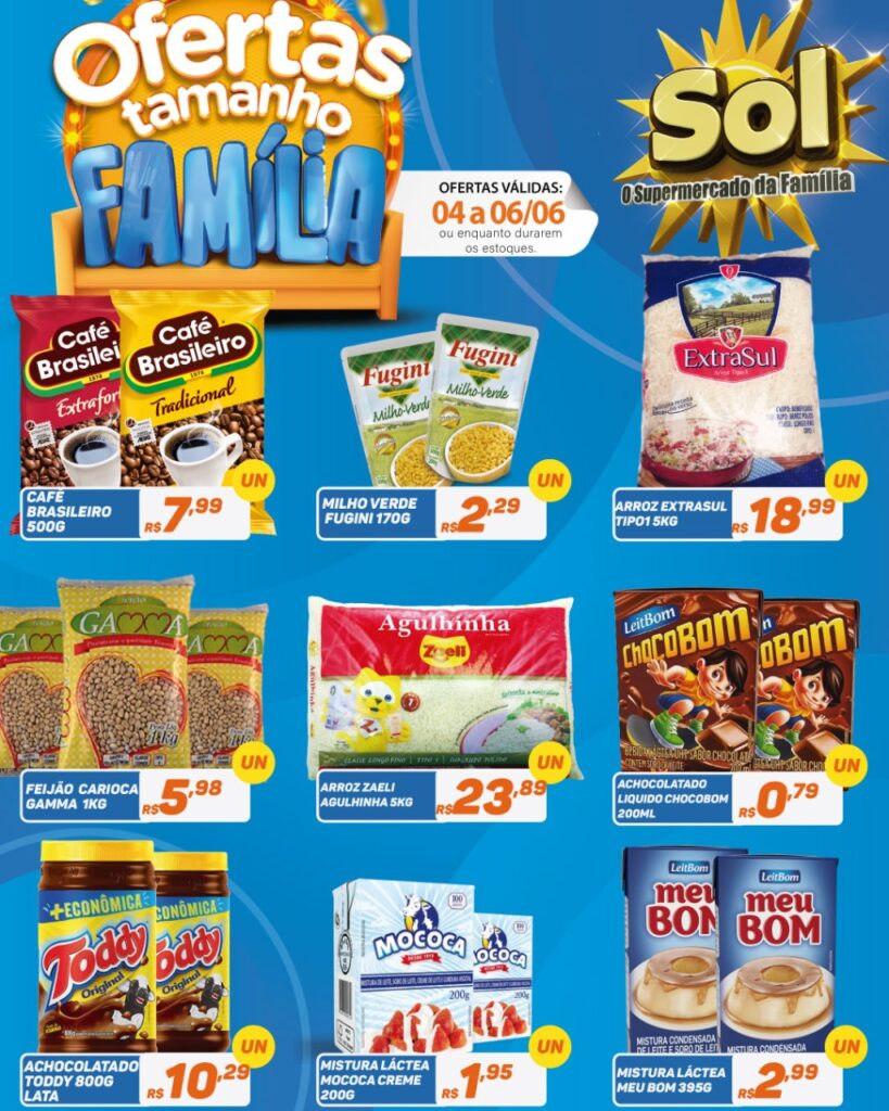 Confira as ofertas tamanho família do Supermercado Sol