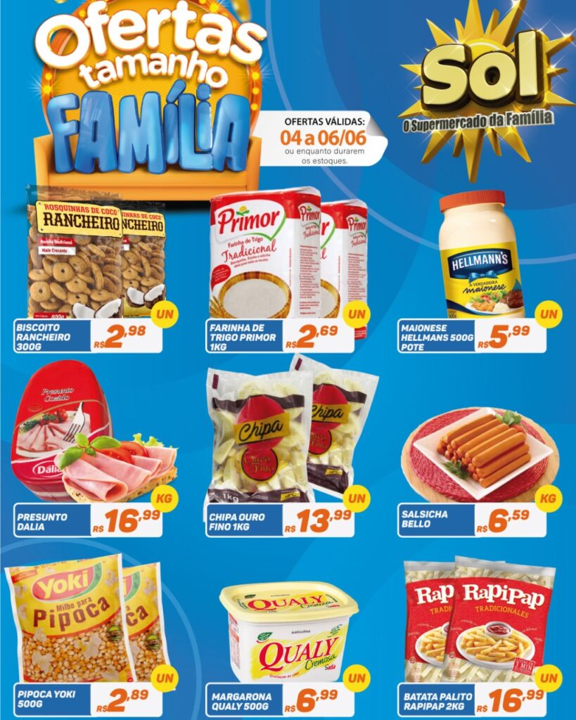 Confira as ofertas tamanho família do Supermercado Sol
