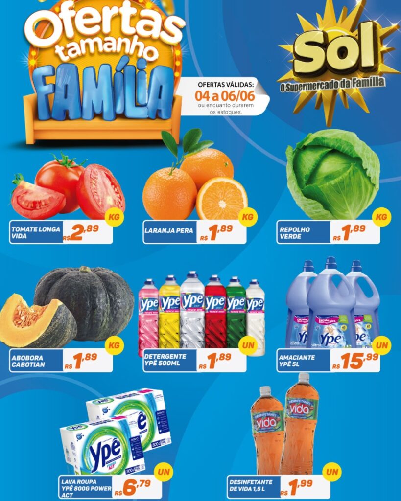 Confira as ofertas tamanho família do Supermercado Sol
