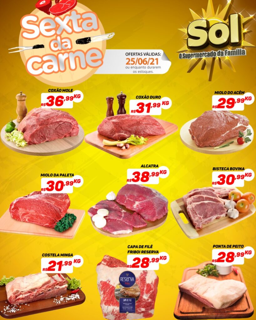 Confira as ofertas da sexta da carne no Supermercado Sol Confira as ofertas da sexta da carne no Supermercado Sol