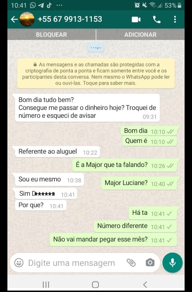 Cuidado: Whatsapp 67 9913-1153 está sendo usado para tentativa de golpe em Ponta Porã