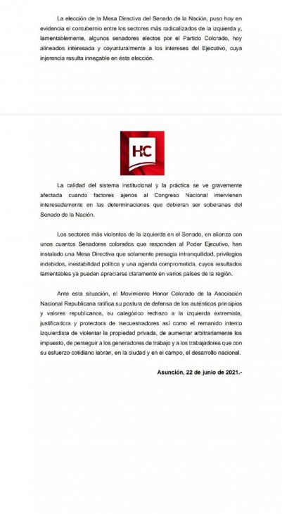 Honor Colorado critica reelección de Cachito Salomón en el Senado y negociación con la izquieda Honor Colorado critica reelección de Cachito Salomón en el Senado y negociación con la izquieda
