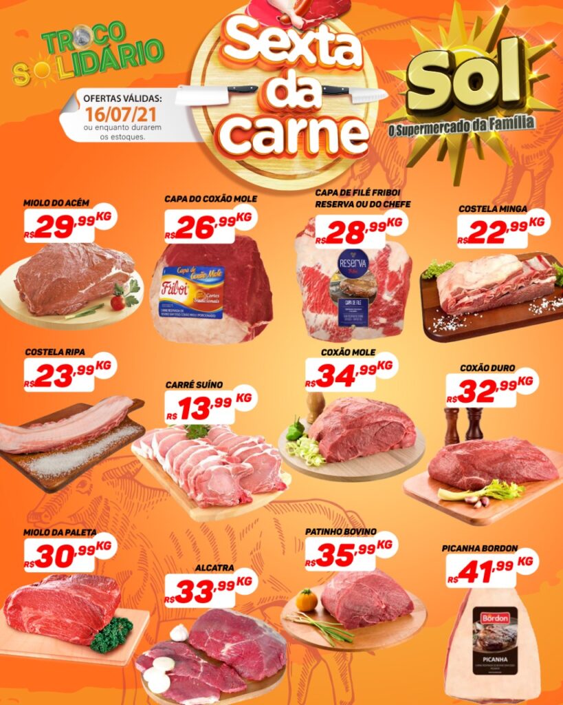 Supermercado Sol e as ofertas da sexta da carne