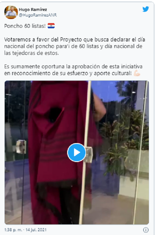 Día nacional del poncho de 60 listas: diputado apoya su aprobación