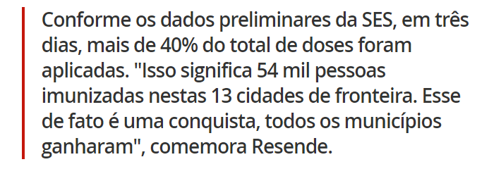 Imunização na fronteira: Governo vê redução de 63% nos casos de Covid nas 13 cidades que participam de pesquisa, em MS