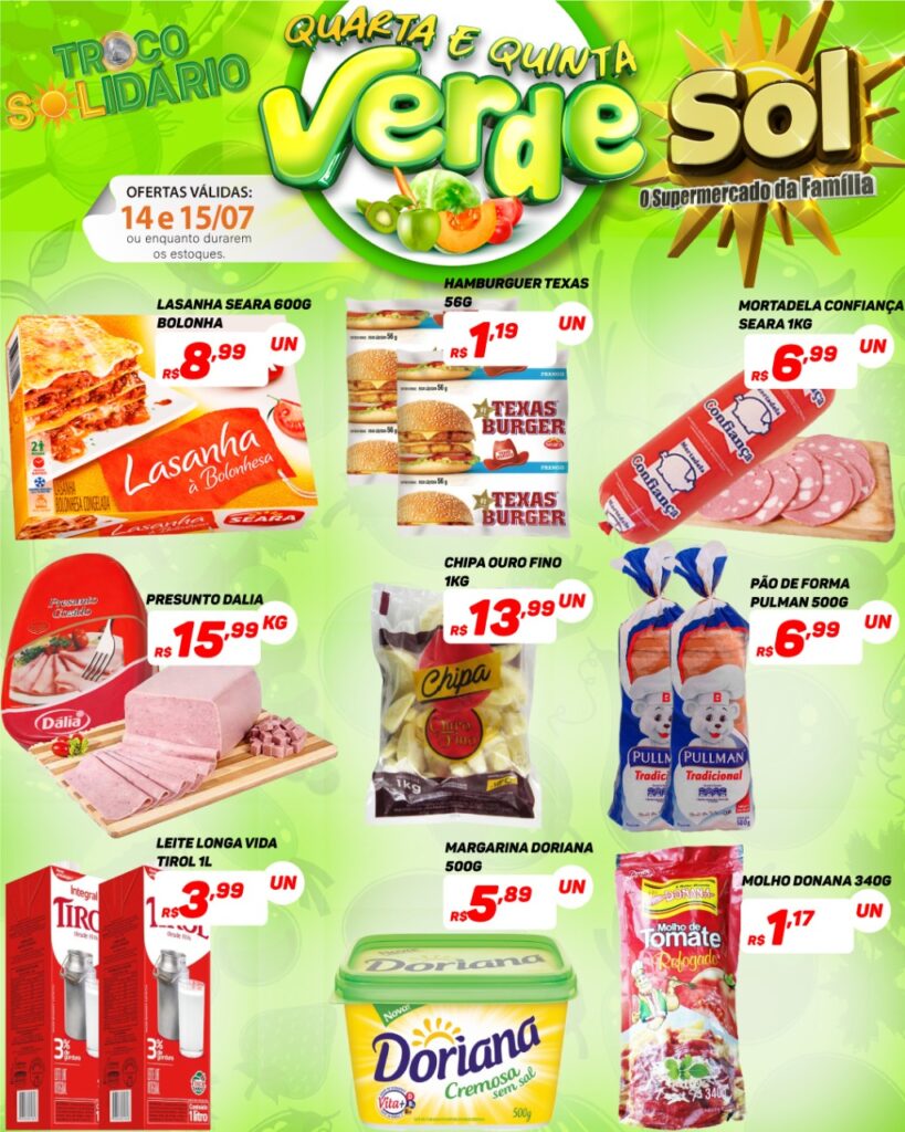 Supermercado Sol e as ofertas da quarta e quinta verde
