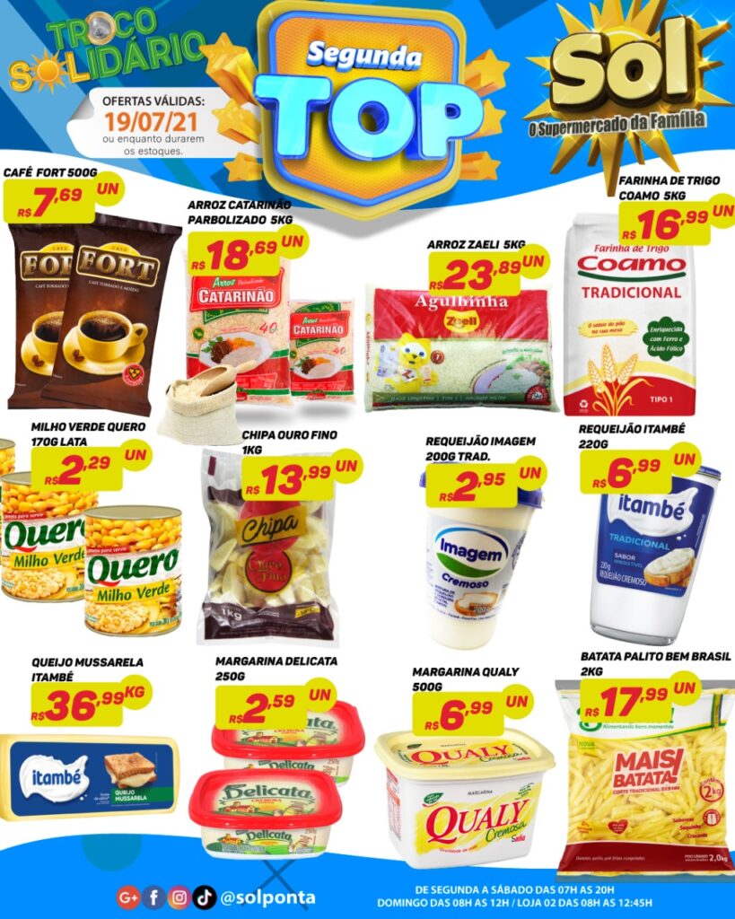 Supermercado Sol e as ofertas da segunda top