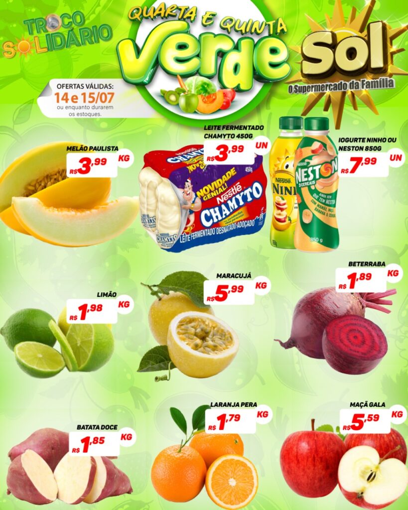 Supermercado Sol e as ofertas da quarta e quinta verde