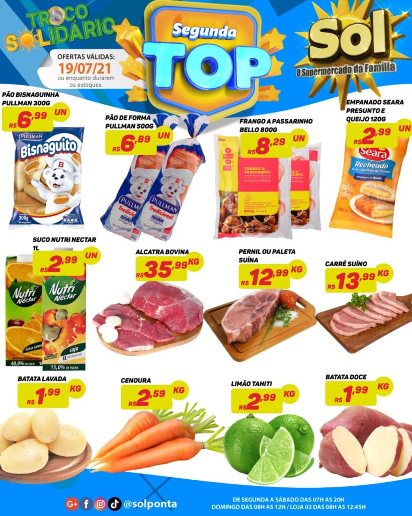 Supermercado Sol e as ofertas da segunda top