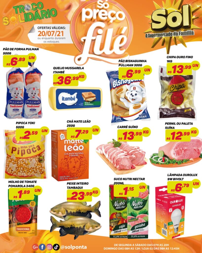 Supermercado Sol e as ofertas da terça só preço filé