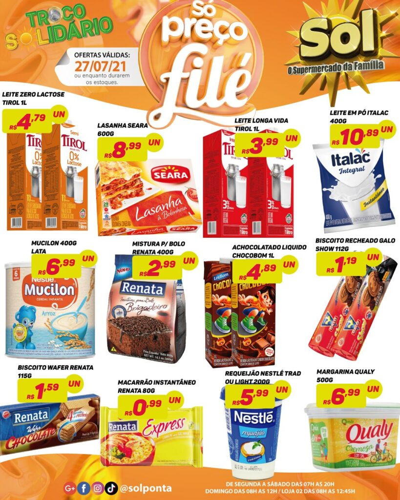 Confira as ofertas de terça do Supermercado Sol
