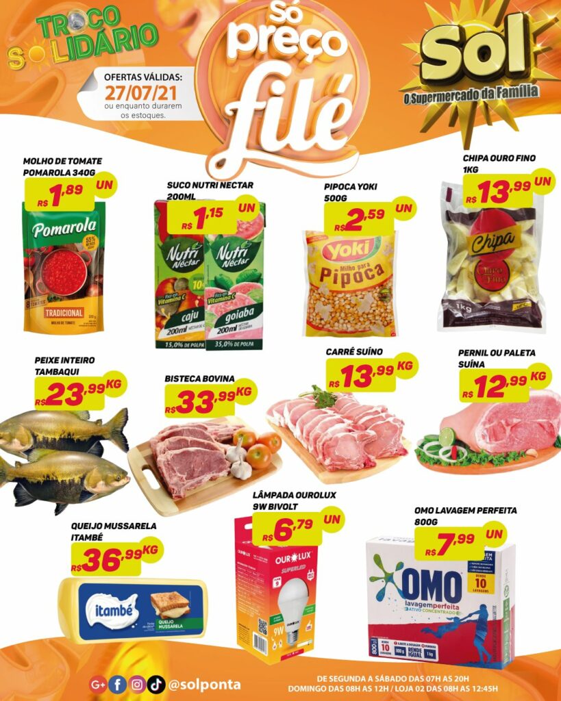 Confira as ofertas de terça do Supermercado Sol
