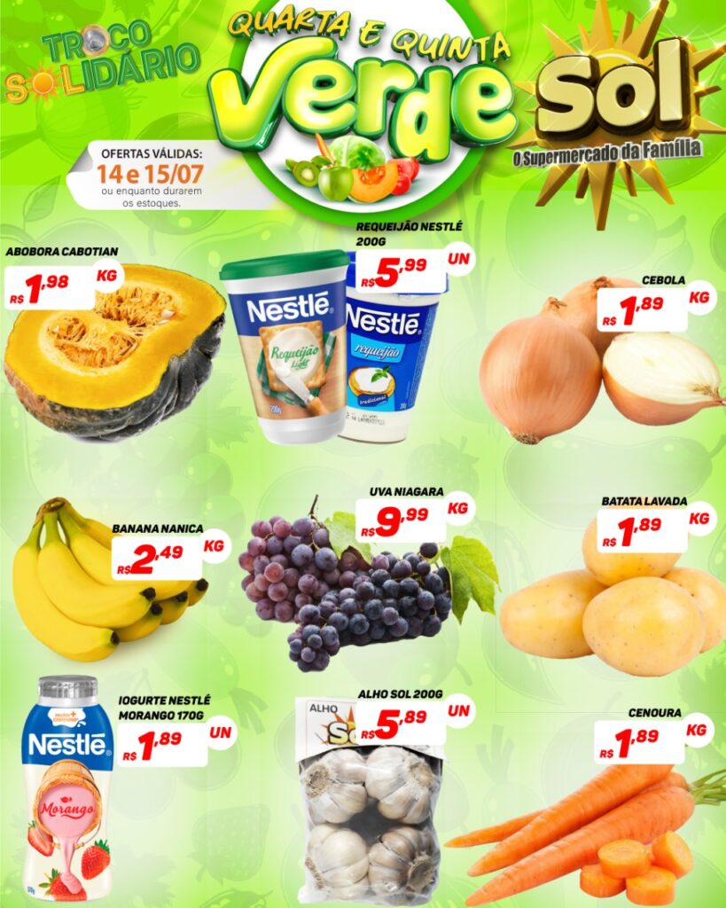 Supermercado Sol e as ofertas da quarta e quinta verde