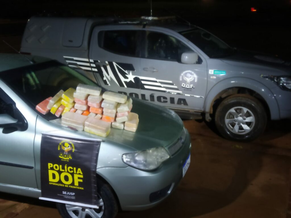 DOF apreende carro com pasta base de cocaína em Ponta Porã