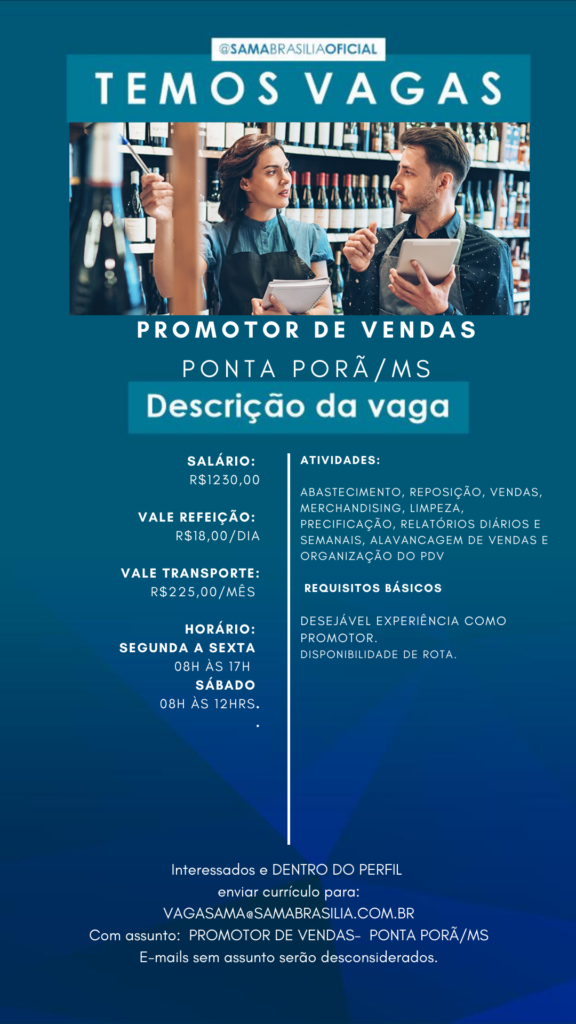 Atenção: Vaga de emprego para Ponta Porã