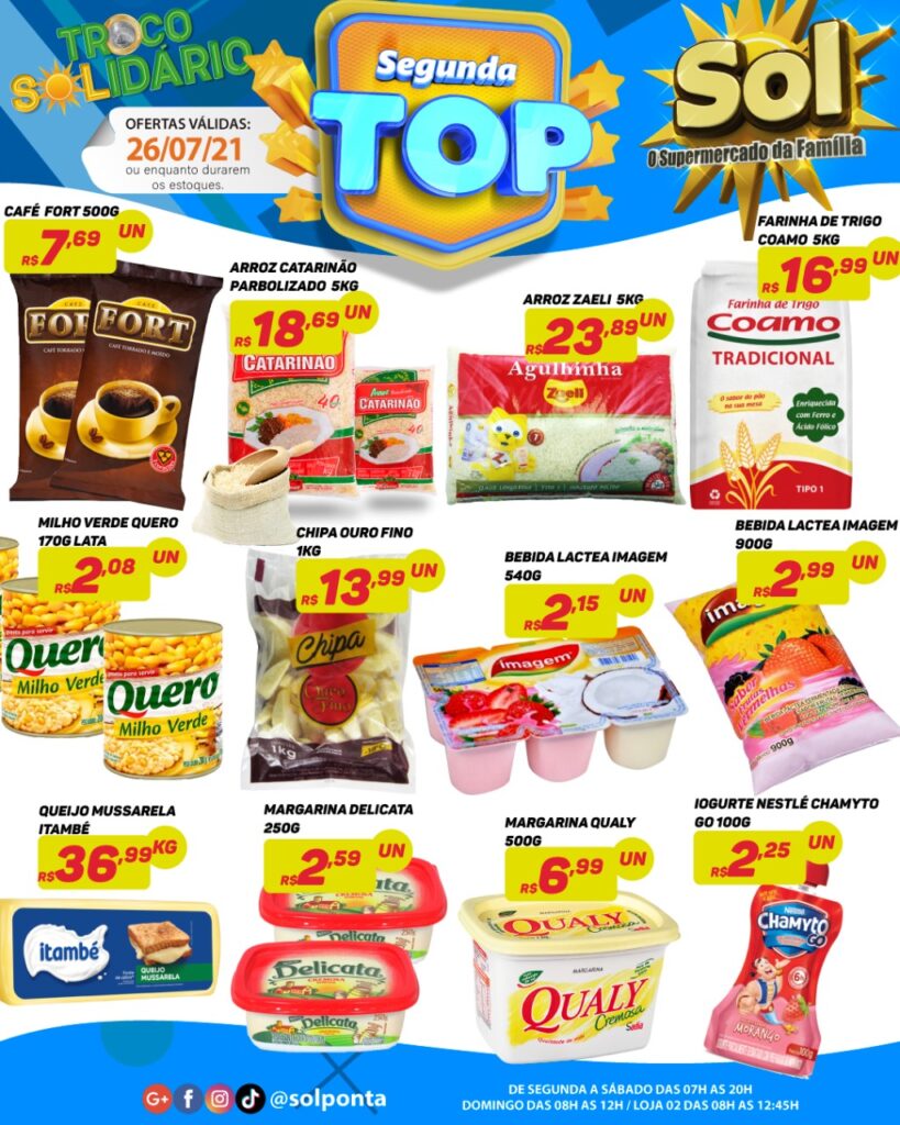 Supermercado Sol e as ofertas da segunda top