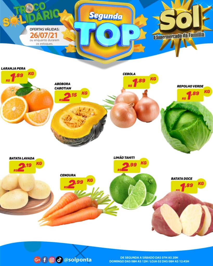 Supermercado Sol e as ofertas da segunda top