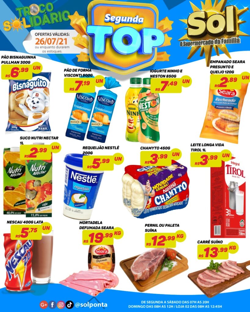 Supermercado Sol e as ofertas da segunda top