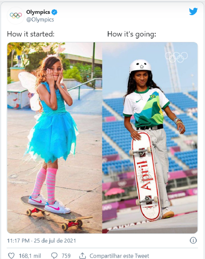 Rayssa Leal, a Fadinha, fatura prata no skate street em Tóquio 2020