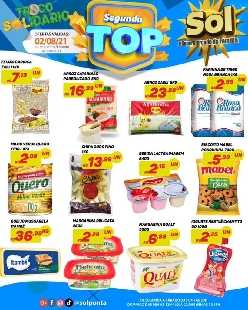 Supermercado Sol e as ofertas da segunda Top