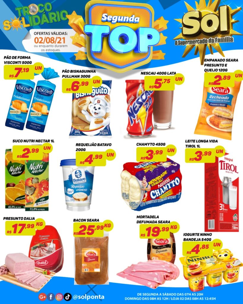Supermercado Sol e as ofertas da segunda Top