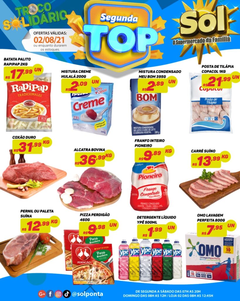 Supermercado Sol e as ofertas da segunda Top