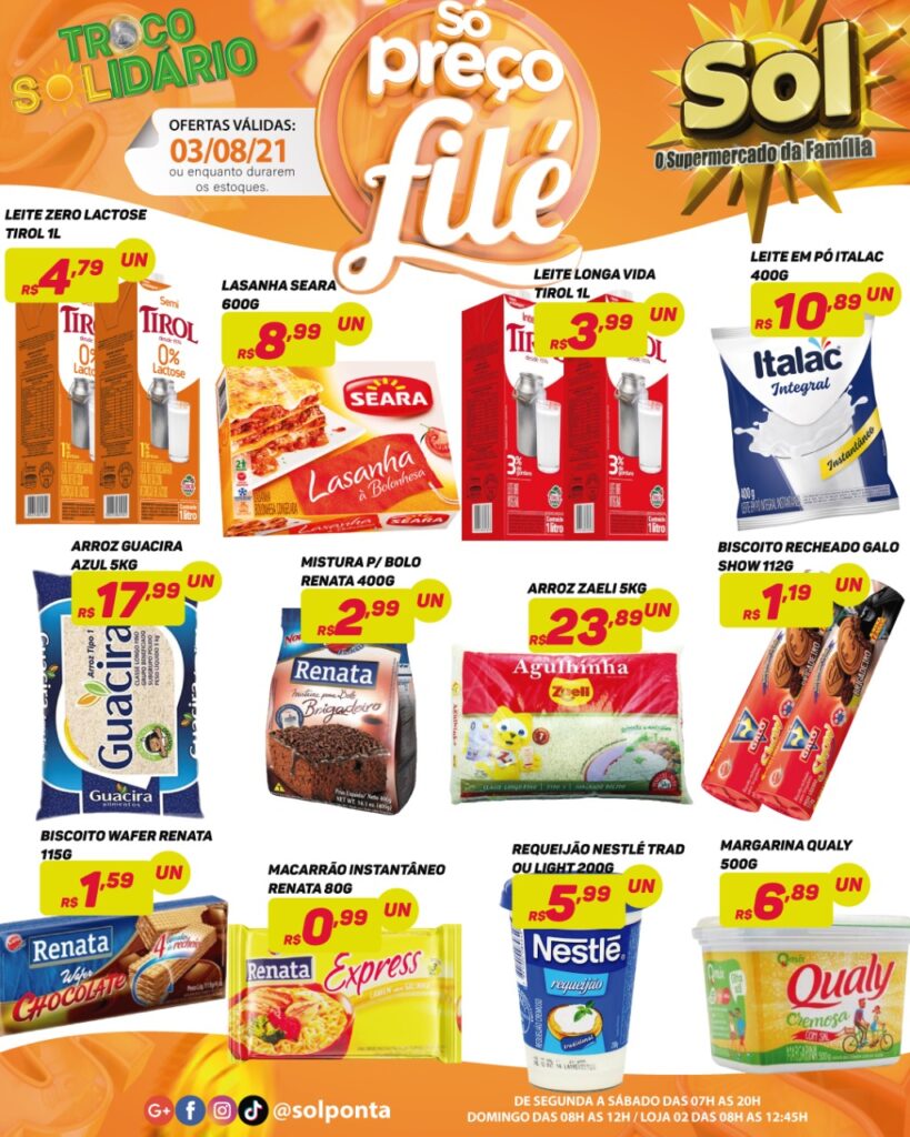 Supermercado Sol e as ofertas da terça só preços filé