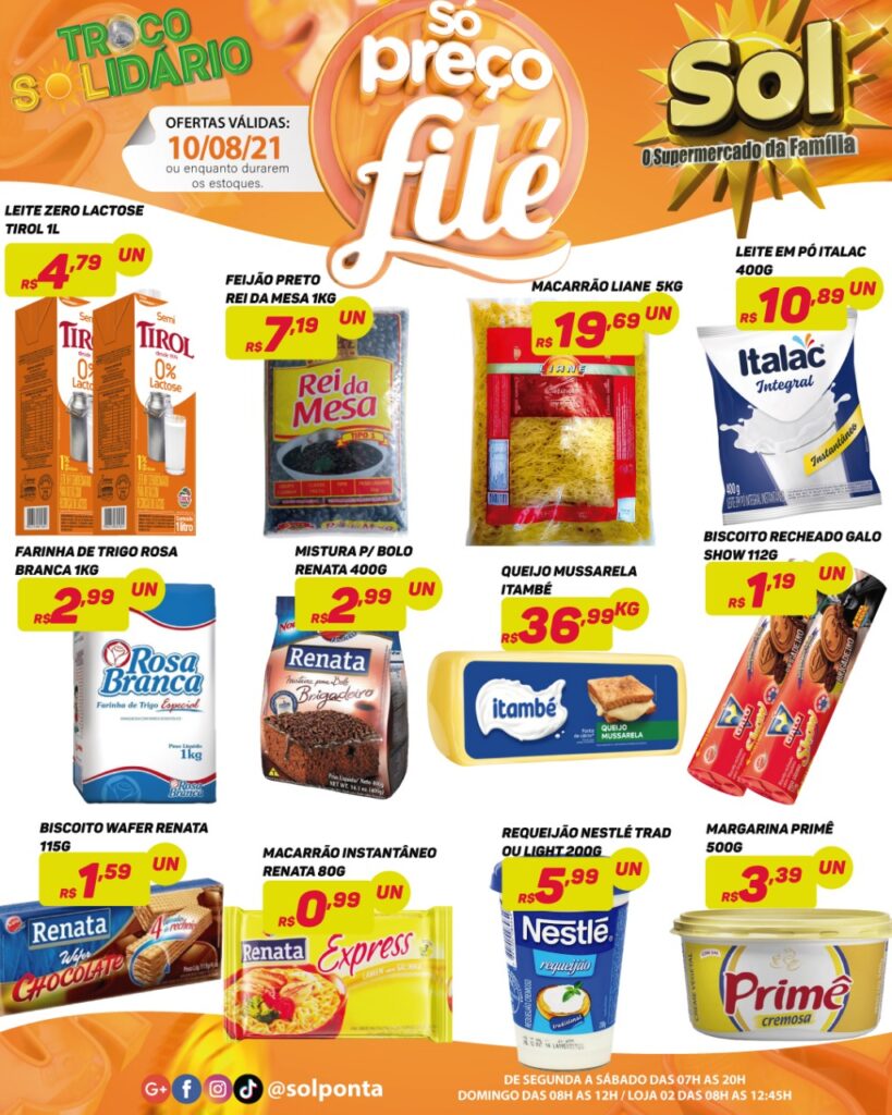 Supermercado Sol e as ofertas da terça só preços filé