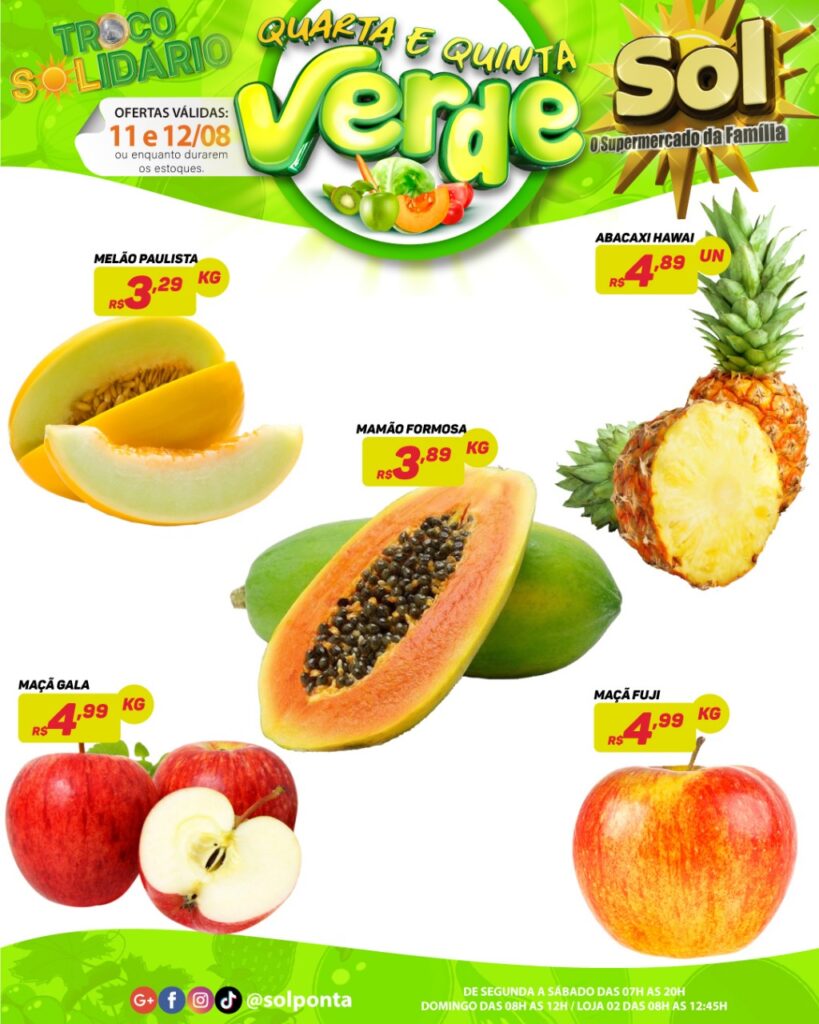 Supermercado Sol e as ofertas da quarta e quinta verde