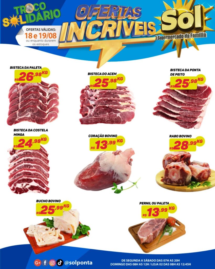 Supermercado Sol e as ofertas da quarta e quinta verde