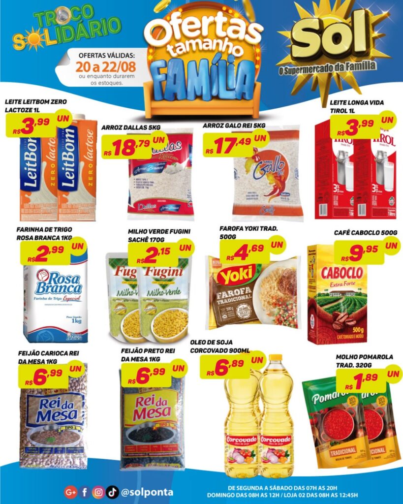 Supermercado Sol e as ofertas tamanho família