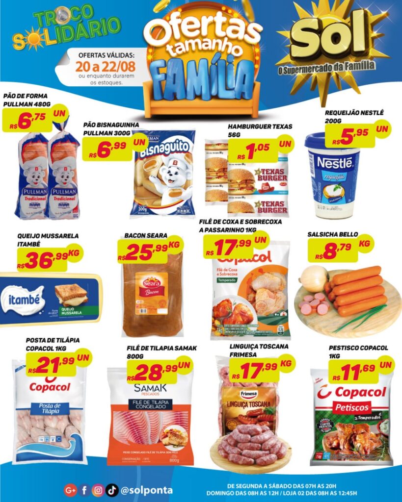 Supermercado Sol e as ofertas tamanho família