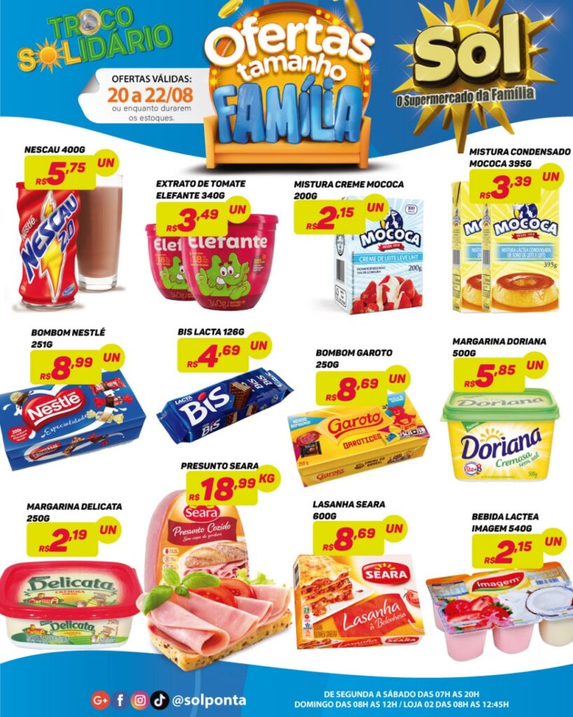 Supermercado Sol e as ofertas tamanho família