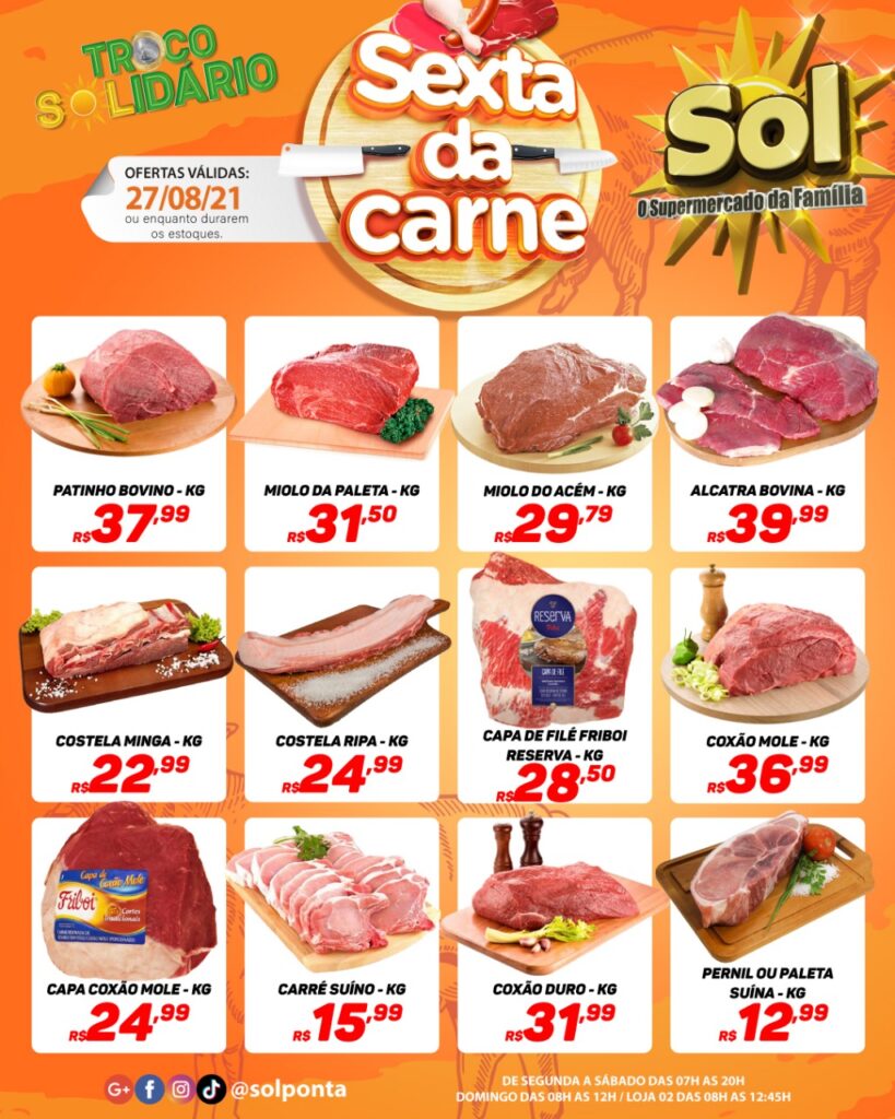 Supermercado Sol e as ofertas da sexta da carne