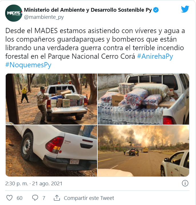 Cuarto día de combate al fuego en el parque Cerro Corá Cuarto día de combate al fuego en el parque Cerro Corá