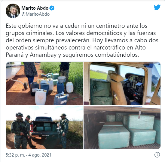 Abdo se jacta de decomisos mientras reina la zozobra en el Norte Abdo se jacta de decomisos mientras reina la zozobra en el Norte