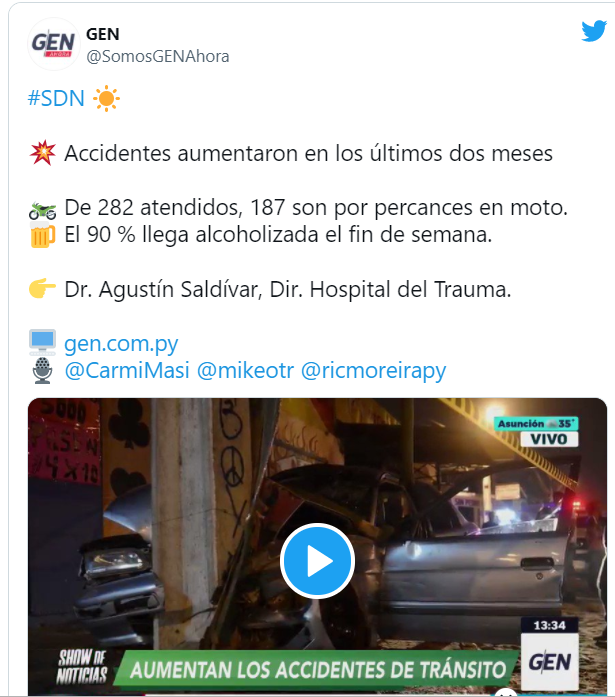 Accidentes aumentaron en los últimos 2 meses: “El 90% llega alcoholizado” Accidentes aumentaron en los últimos 2 meses: “El 90% llega alcoholizado”