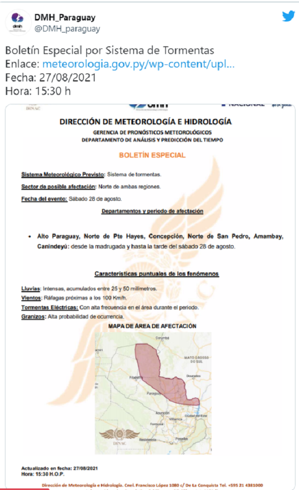 El interior del país se verá afectado por un sistema de tormentas El interior del país se verá afectado por un sistema de tormentas
