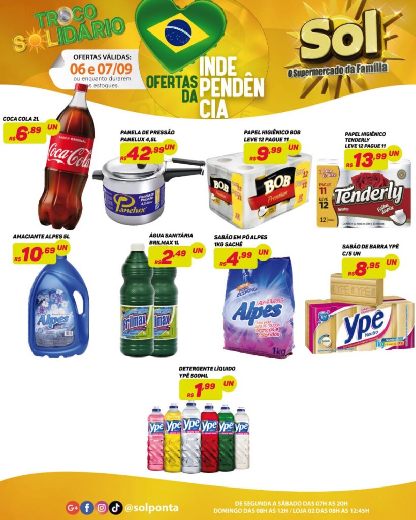 Supermercado Sol e as ofertas da independência