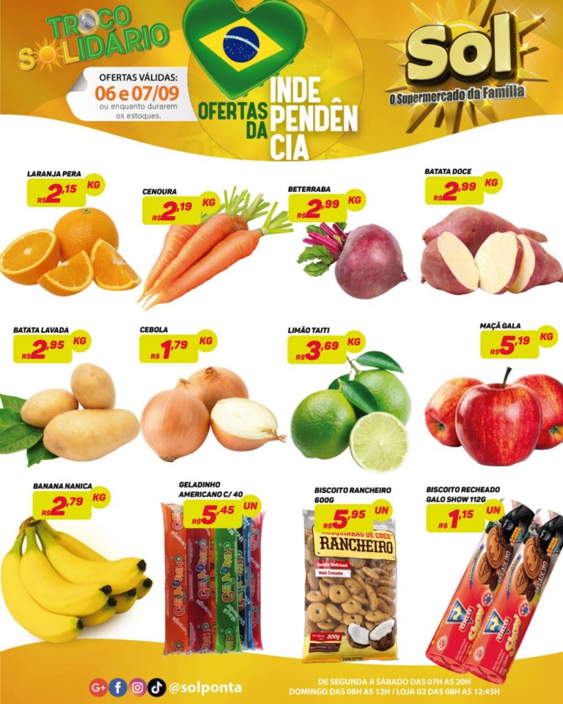 Supermercado Sol e as ofertas da independência