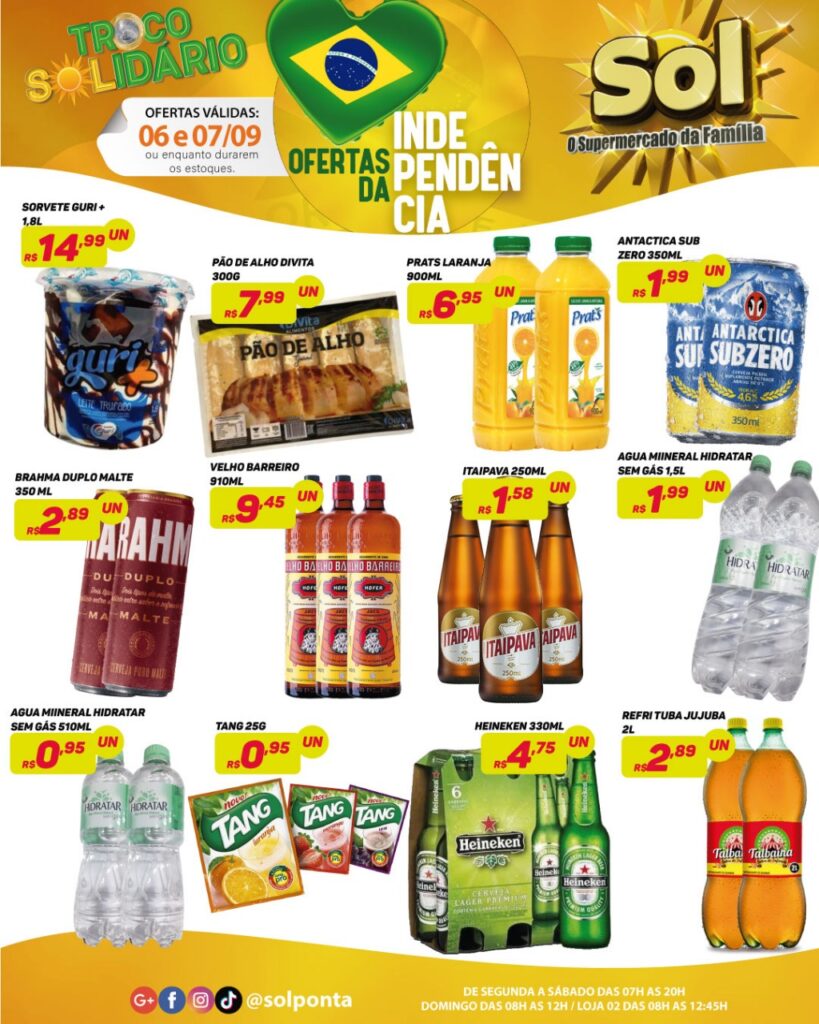 Supermercado Sol e as ofertas da independência