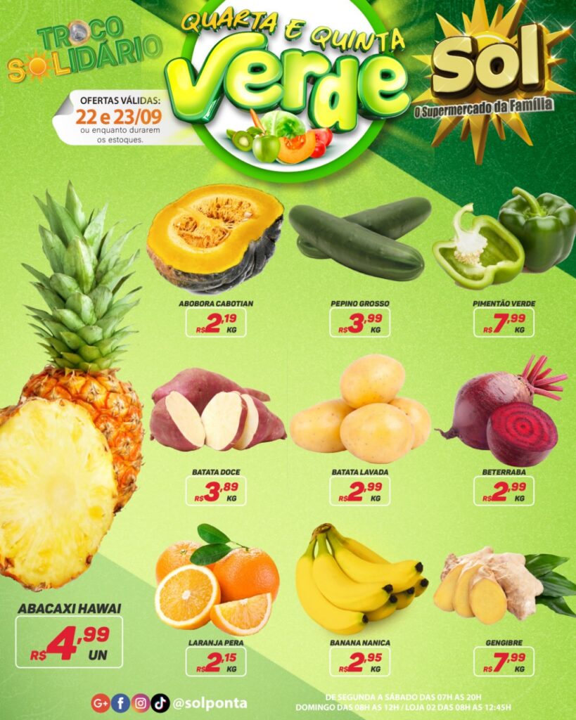 Supermercado Sol e as ofertas da quarta e quinta verde Supermercado Sol e as ofertas da quarta e quinta verde