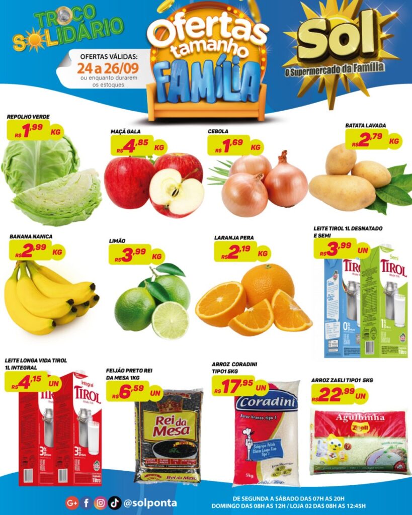 Supermercado Sol e as ofertas tamanho família