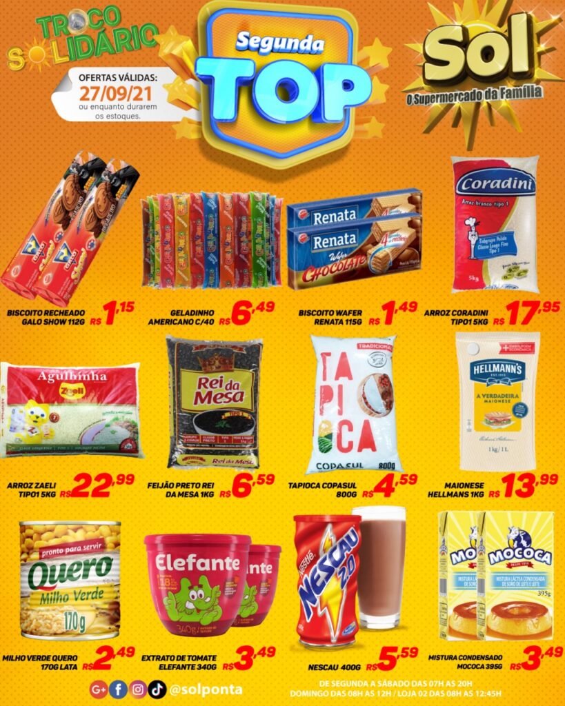 Supermercado Sol e as ofertas da segunda top