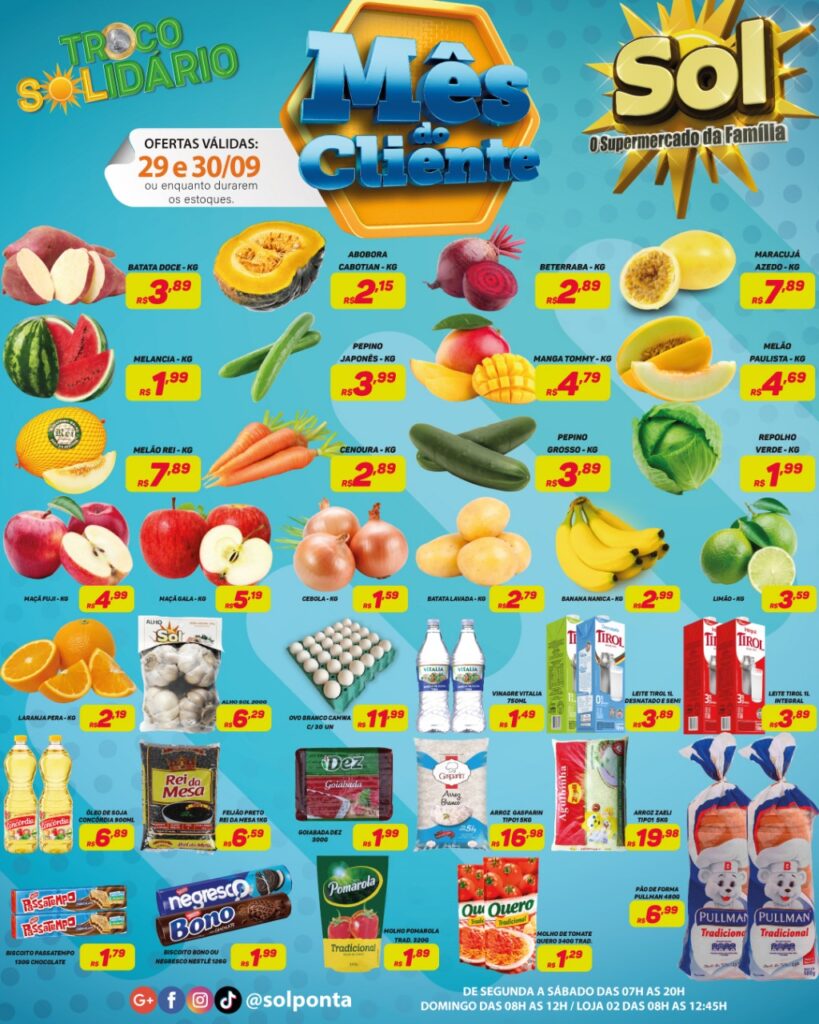 Supermercado Sol e as ofertas do mês do cliente