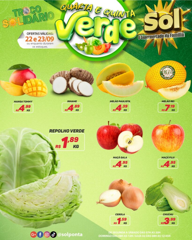 Supermercado Sol e as ofertas da quarta e quinta verde Supermercado Sol e as ofertas da quarta e quinta verde