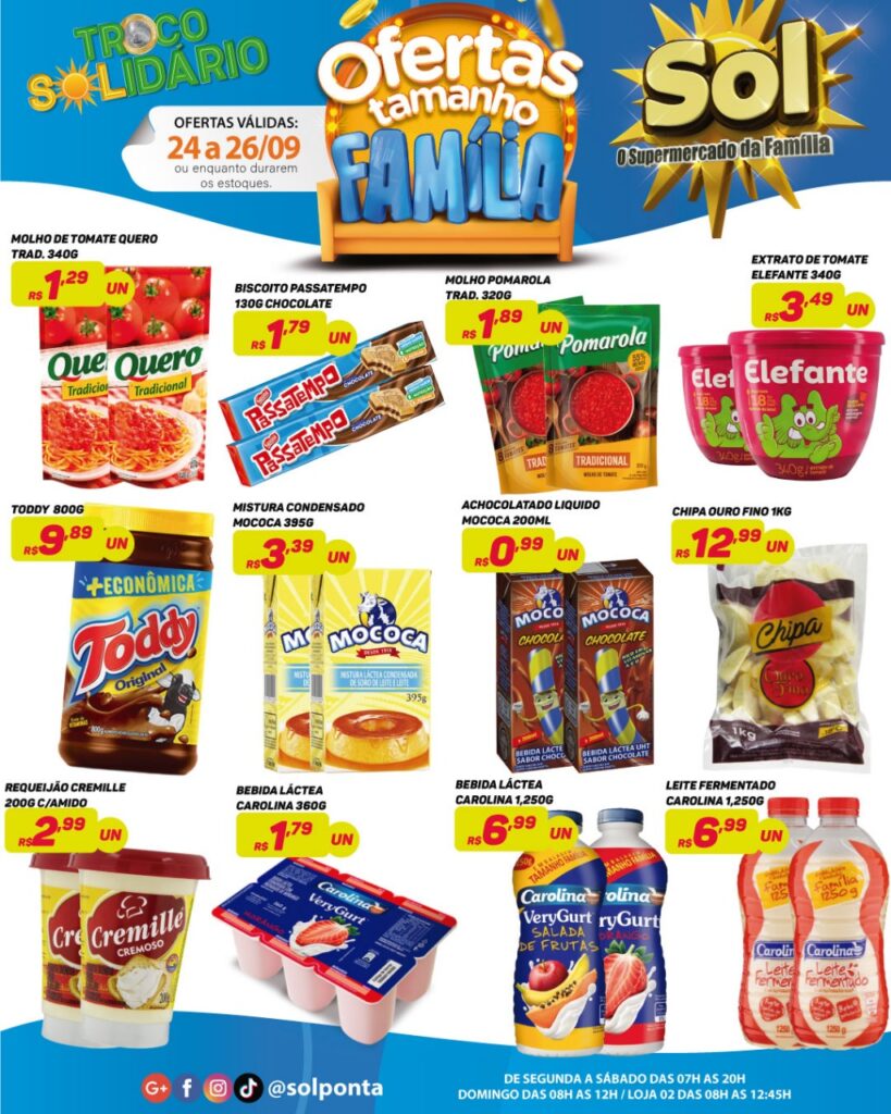 Supermercado Sol e as ofertas tamanho família
