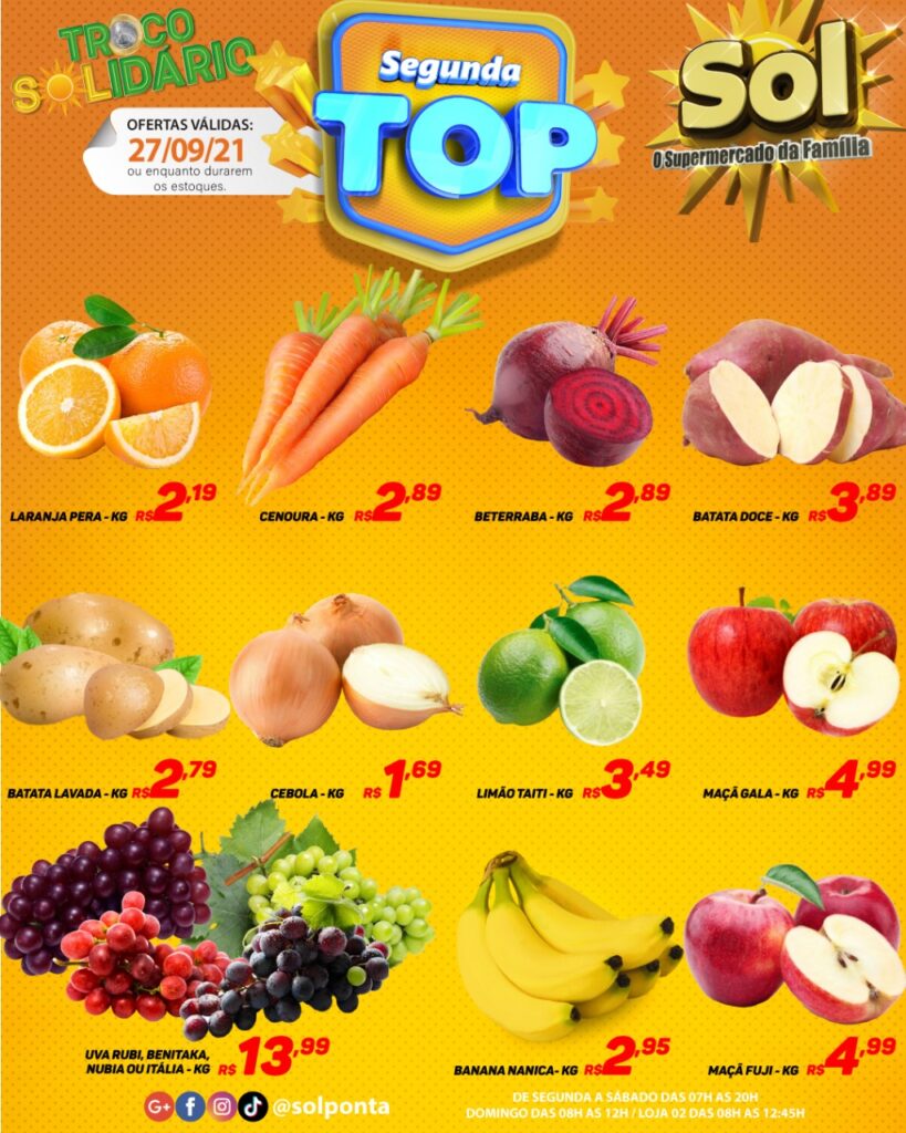 Supermercado Sol e as ofertas da segunda top