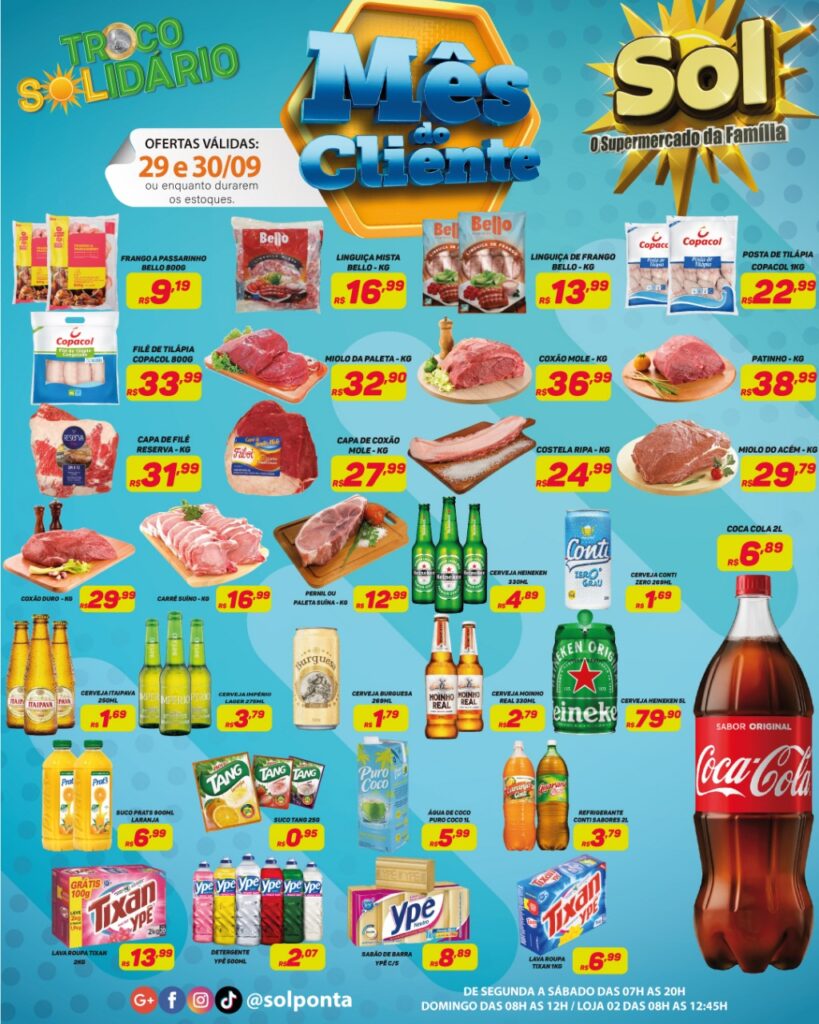 Supermercado Sol e as ofertas do mês do cliente